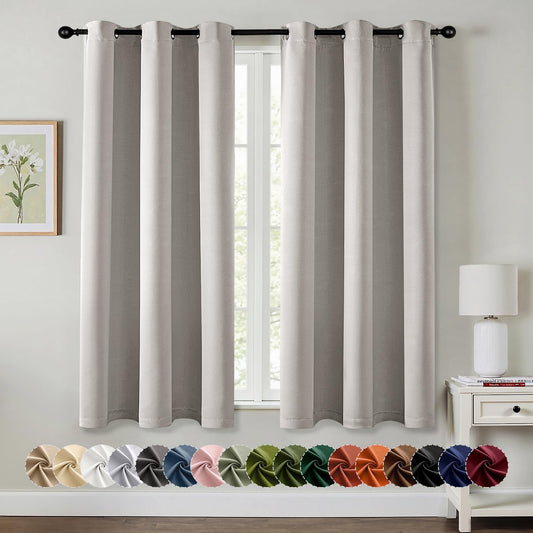 MIULEE Blackout Curtains - Thermal Insulated Room Darkening Drapes | 63-Inch, 2 Panels, Black