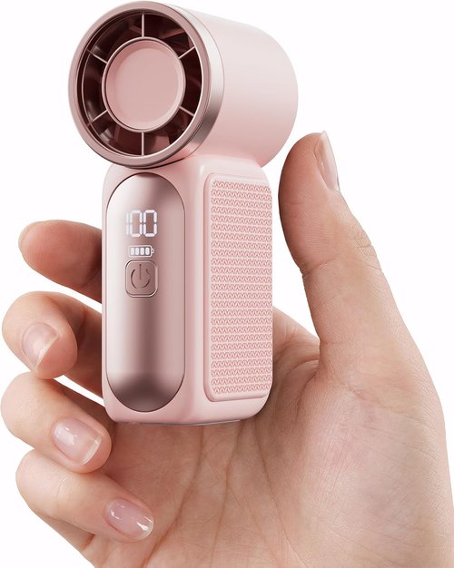 Gaiatop Portable Mini Fan - 6-Speed High Velocity with LED Display | USB Rechargeable, Pink