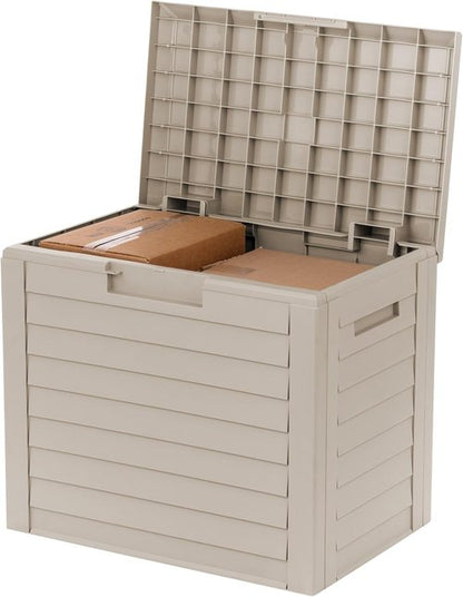 IRIS USA 35-Gallon Outdoor Storage Box - Lockable, UV-Protected & Weather-Resistant | Stylish Beige Design for Cushions & Garden Tools