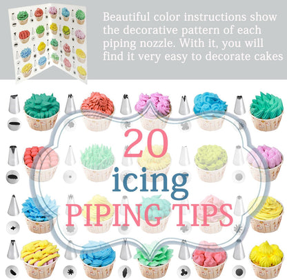 Skiennix Piping Bags and Tips Set - 100PCS Disposable 12 Inch Pastry Bags for Cake Decorating & Frosting