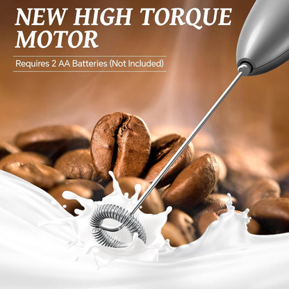 SIMPLETASTE Electric Milk Frother - Handheld Foam Maker with Stainless Steel Whisk for Cappuccino & Latte - Silver