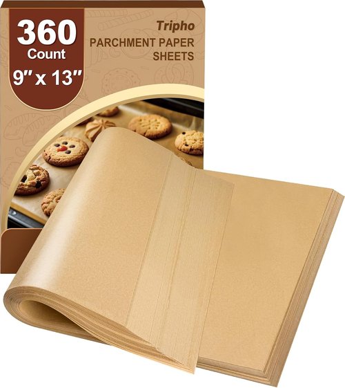 Heavy Duty Parchment Paper Sheets - 360 Count, 9"x13" Unbleached, No-Stick & No-Leak for Baking