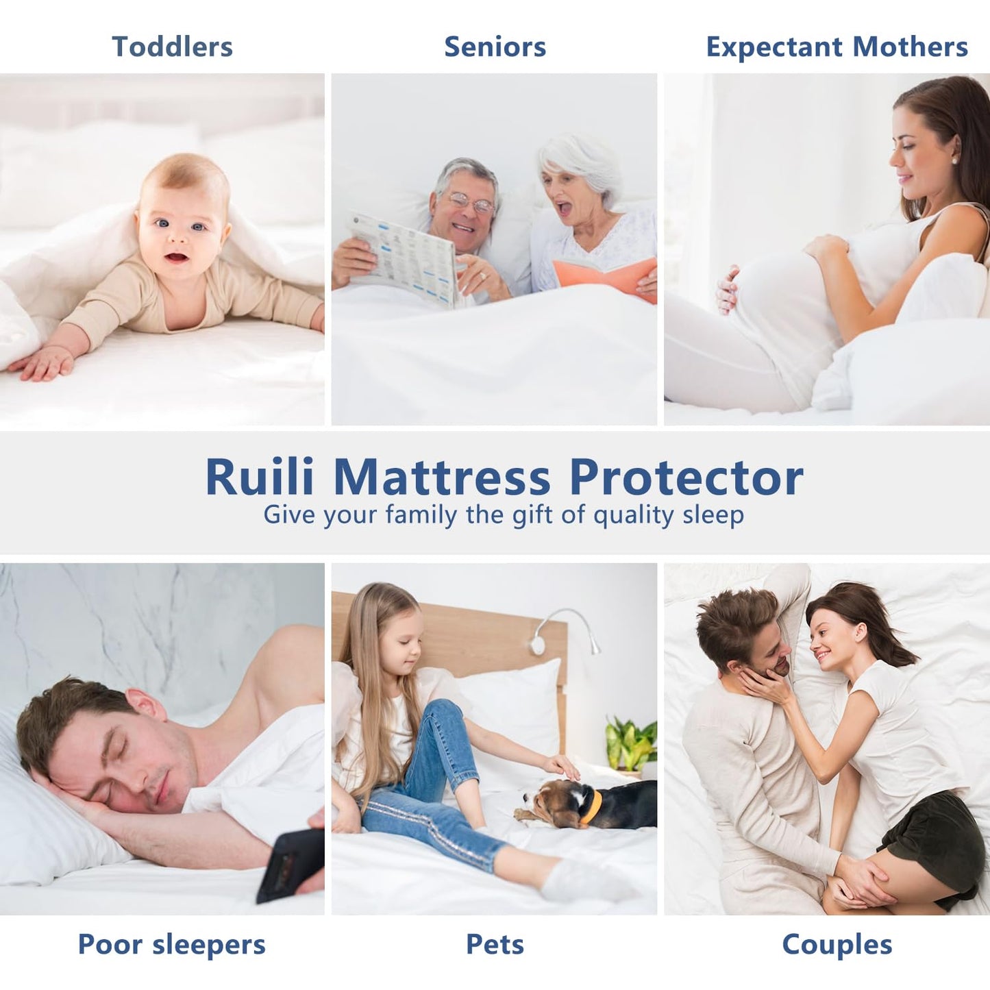Twin Mattress Protector Waterproof Washable Mattress Padded Cover Fitted Twin Size Bed Protection Noiseless Plastic Bed Pad Deep Pocket Up to 18” Soft and Breathable(White)