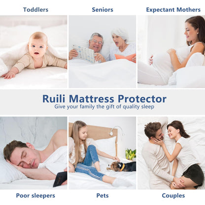 Twin Mattress Protector Waterproof Washable Mattress Padded Cover Fitted Twin Size Bed Protection Noiseless Plastic Bed Pad Deep Pocket Up to 18” Soft and Breathable(White)