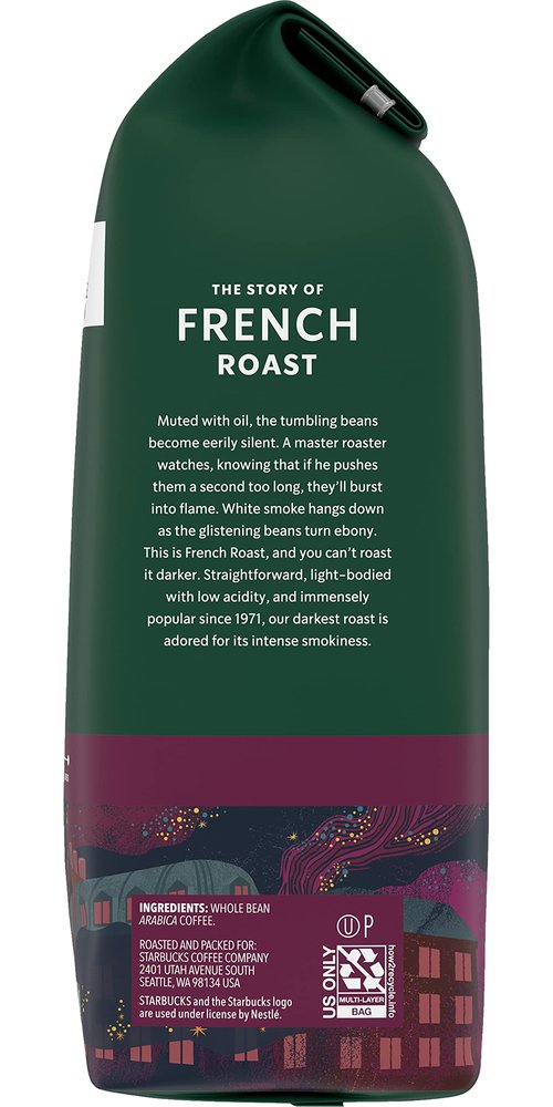 Starbucks French Roast, Dark Roast Coffee - Whole Bean, 100% Arabica Coffee - 12 OZ (Pack of 2)