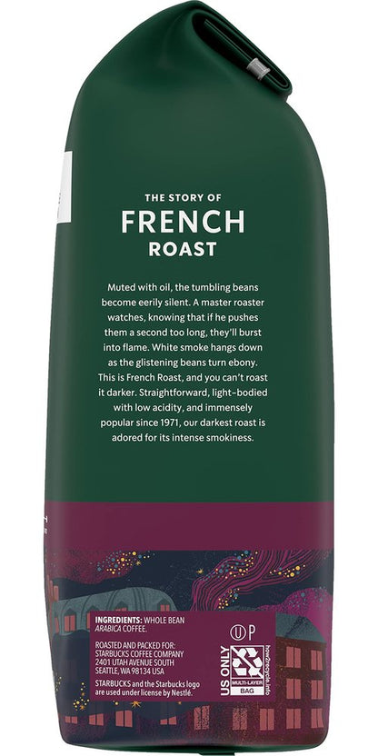 Starbucks French Roast, Dark Roast Coffee - Whole Bean, 100% Arabica Coffee - 12 OZ (Pack of 2)