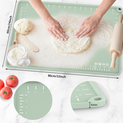 Skiennix Silicone Baking Mat - Extra Thick Non-Stick Dough Rolling Mat with Measurements | 32" x 24" Size