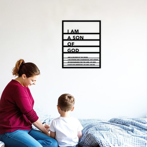 Metal Teen Boy Room Wall Decor I Am a Son of God Wall Art Sign for Boys Bedroom Playroom living Room Bathroom Motivational Sculptures Black