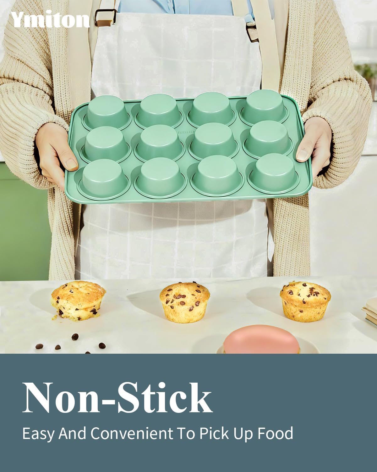 Skiennix Ceramic Nonstick Baking Pans Set - 30 PCS Stackable Bakeware, 550°F Oven Safe, Dishwasher Safe, Green