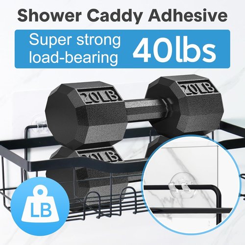 Lsnisni Shower Caddy Adhesive Hooks - Strong Waterproof Double Hooks for Bathroom & Kitchen | 8 Pack