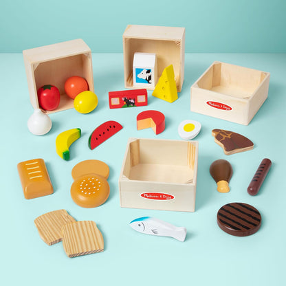 Melissa & Doug Food Groups - 21-Piece Wooden Pretend Play Food Set | Kids Kitchen Accessories for Ages 3+