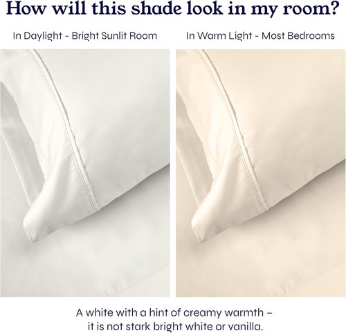 California Design Den King Size 2-Pack Cotton Sheet Sets - Soft, Breathable 400 Thread Count Sateen - Ivory