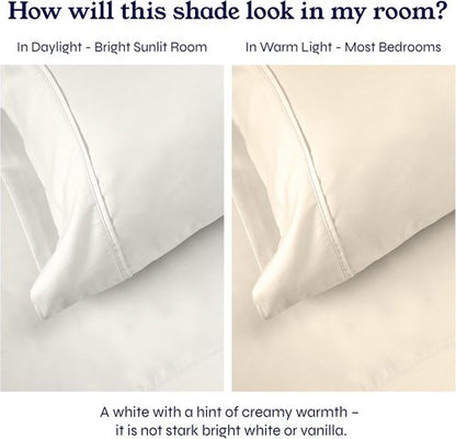 California Design Den King Size 2-Pack Cotton Sheet Sets - Soft, Breathable 400 Thread Count Sateen - Ivory