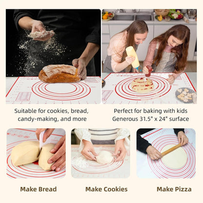 Silicone Baking Mat by Extra Large | Non-Stick, Heat-Resistant Dough & Pastry Roller – 31.5'' x 24''