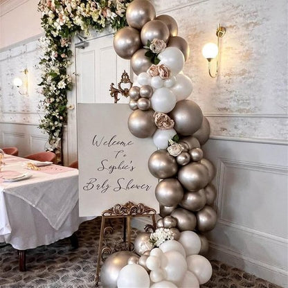 Champagne Gold & White Balloons - 60Pcs Metallic Beige, Pearl, & Ivory for Boho Wedding & Birthday Decor