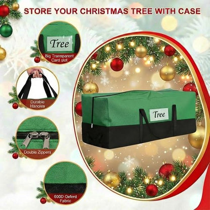 Christmas Tree Storage Bag by [Brand Name] - Heavy Duty 600D Oxford Container for 10-12 Ft Trees | Durable Handles & Transparent Pocket