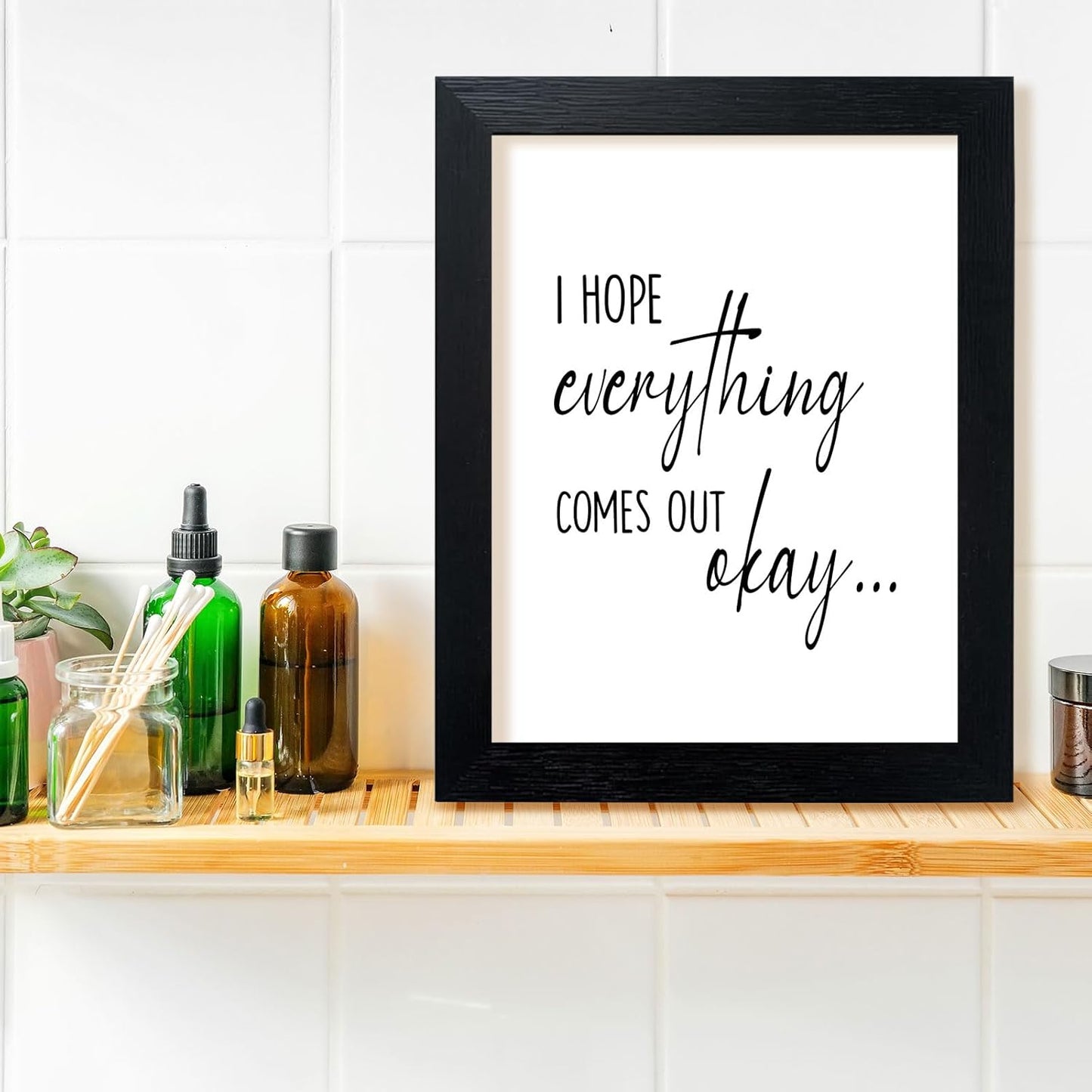 Pigort Funny Bathroom Sign - Black and White Wall Art | Humorous Toilet Decor for Guest Room, 8x10 Inch