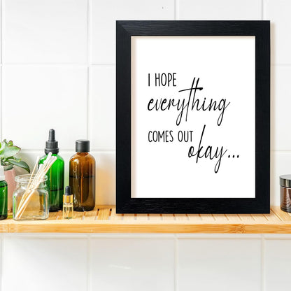 Pigort Funny Bathroom Sign - Black and White Wall Art | Humorous Toilet Decor for Guest Room, 8x10 Inch