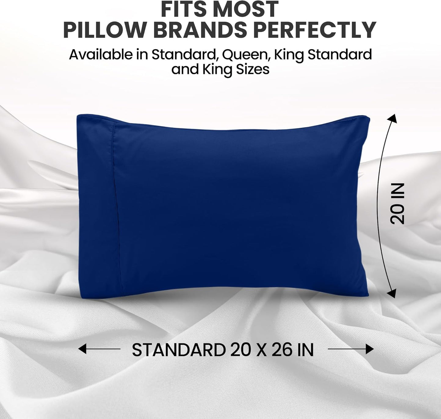 Utopia Bedding Standard Pillow Cases - Soft Brushed Microfiber - 2 Pack, Royal Blue, 20 x 26 Inches