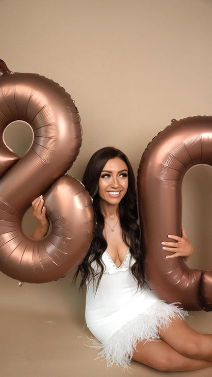 Coffee Brown Number 8 Balloon - 40 Inch Dark Brown Birthday Decoration for Boys & Girls