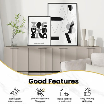 Fun Memories 12x16 Poster Frame for Photo, Posters & Art Prints, Horizontal or Vertical Wall Mounting Scratch-Proof Wall Gallery Photo Frame (Black, 3 Pack)
