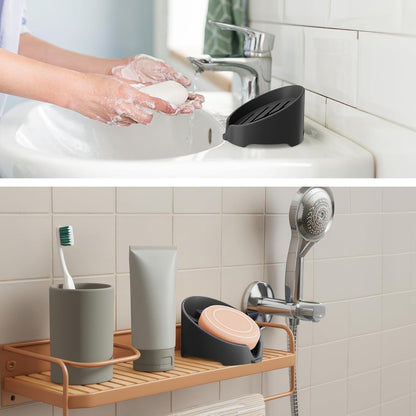 NiHome Silicone Sponge Holder - Auto Draining Organizer for Scrub Daddy & Cleaning Tools | Food-Grade, Dishwasher Safe (Black)