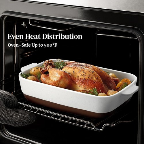 DOWAN Ceramic Casserole Dish - 9x13 Deep Lasagna Pan | Durable Oven-Safe Baking Dish, 4.3 Quarts, Alabaster White