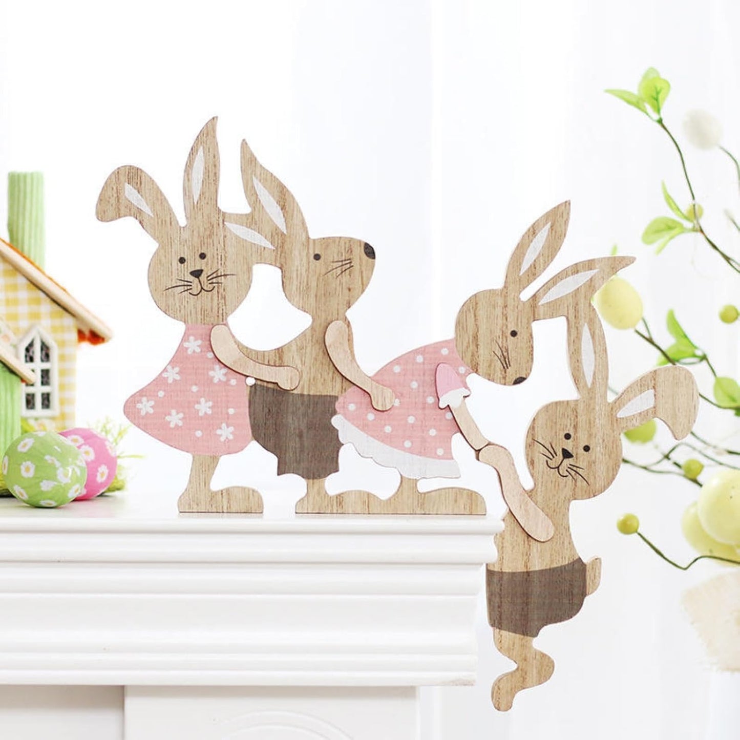 Party Wreath Rabbit Decoration - Charming Easter Rabbit Ornament for Home Decor | Perfect for Parties & Gatherings