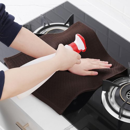 Homaxy 100% Cotton Waffle Weave Dish Towels - Ultra Soft & Absorbent, Quick Drying | 13 x 28 Inches, 12-Pack, Dark Brown