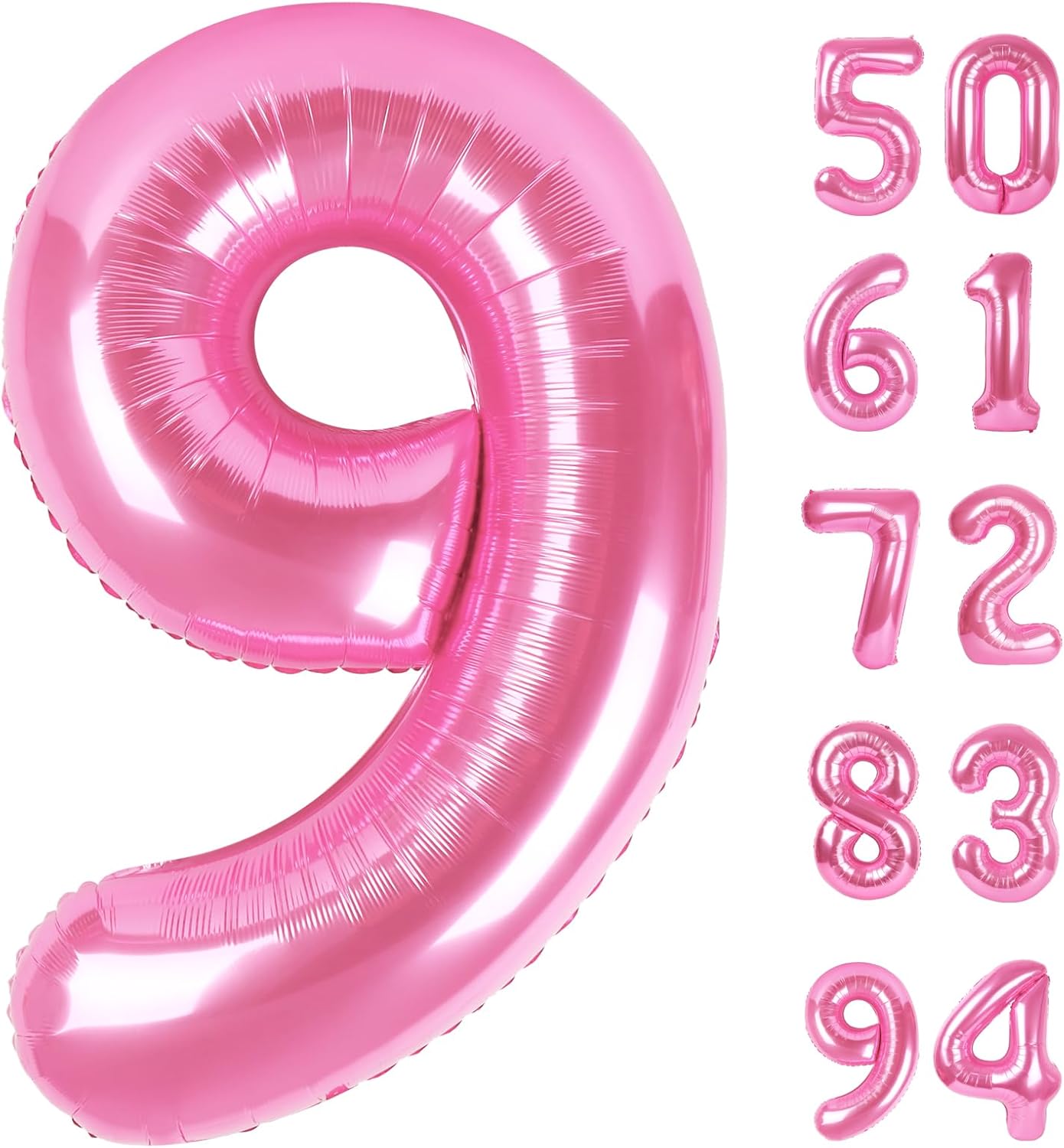 Pink 9 Balloon | 40-Inch Giant Number Balloon for 9th Birthday Decorations & Parties