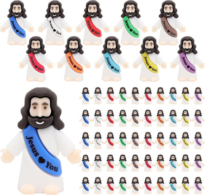 Owurha Mini Jesus Figurines - 50 Pcs Tiny Religious Figures for Sunday School & Baptism Gifts