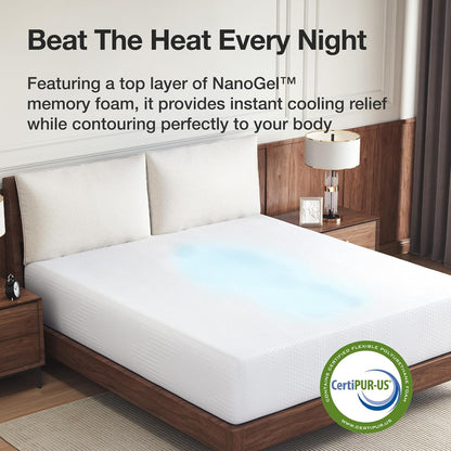 Novilla 14-Inch Full Memory Foam Mattress - Cooling Gel Foam for Pressure Relief | CertiPUR-US Certified