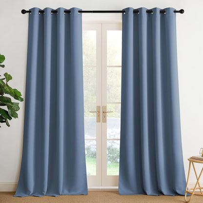 NICETOWN Energy Saving Stone Blue Drapes - Grommet Top Thermal Insulated Shades, 1 Pair, W52 x L95