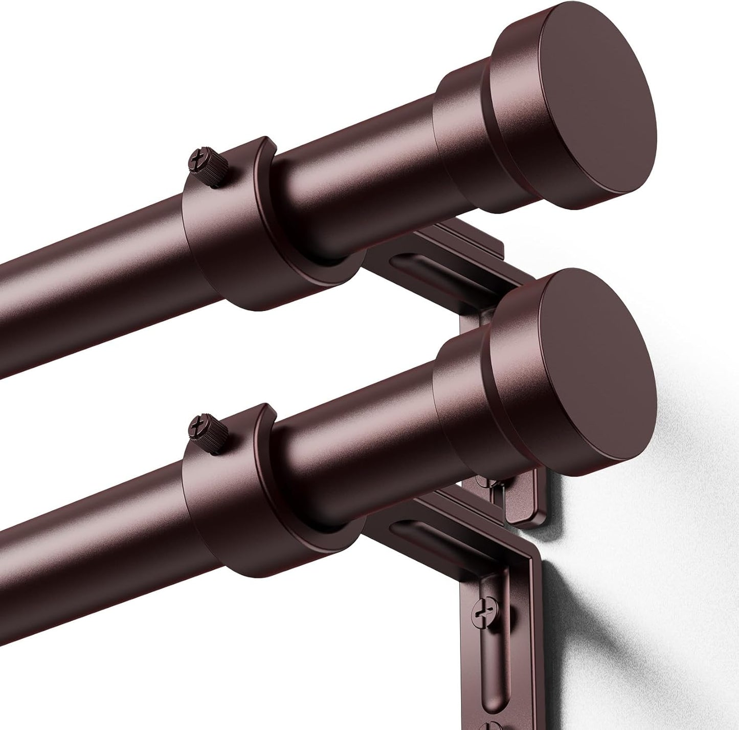 YaFex Curtain Rods - Heavy Duty 1 Inch Adjustable Window Treatment Rods | 32-58 Inch, Bronze Finish