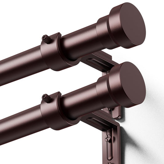 YaFex Curtain Rods 2 Pack 32-84 Inch, Heavy Duty 1 Inch Curtain Rod, Bronze Long Adjustable Window Treatment Rods, Modern Design, Easy Installation