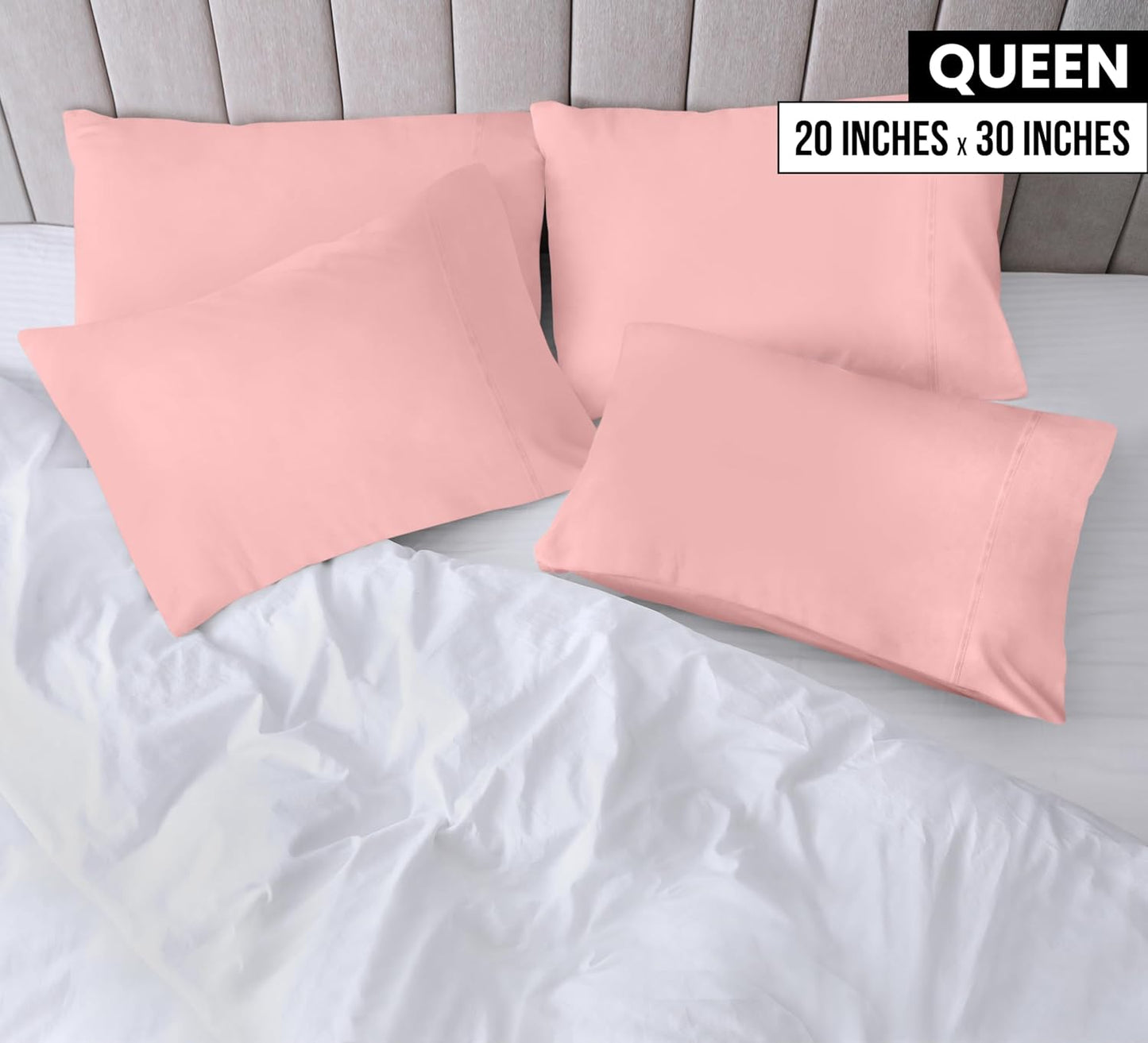 Utopia Bedding Queen Pillow Cases - Soft Brushed Microfiber - 4 Pack, Fade Resistant | 20 x 30 Inches, Pink