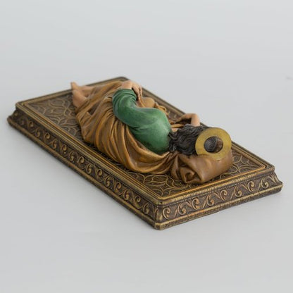 Buildclassic Saint Joseph Sleeping Statue - Hand-Painted Religious Decor with Metal Halo & Prayer Card Holder | 8.8" L, Dark Full Color