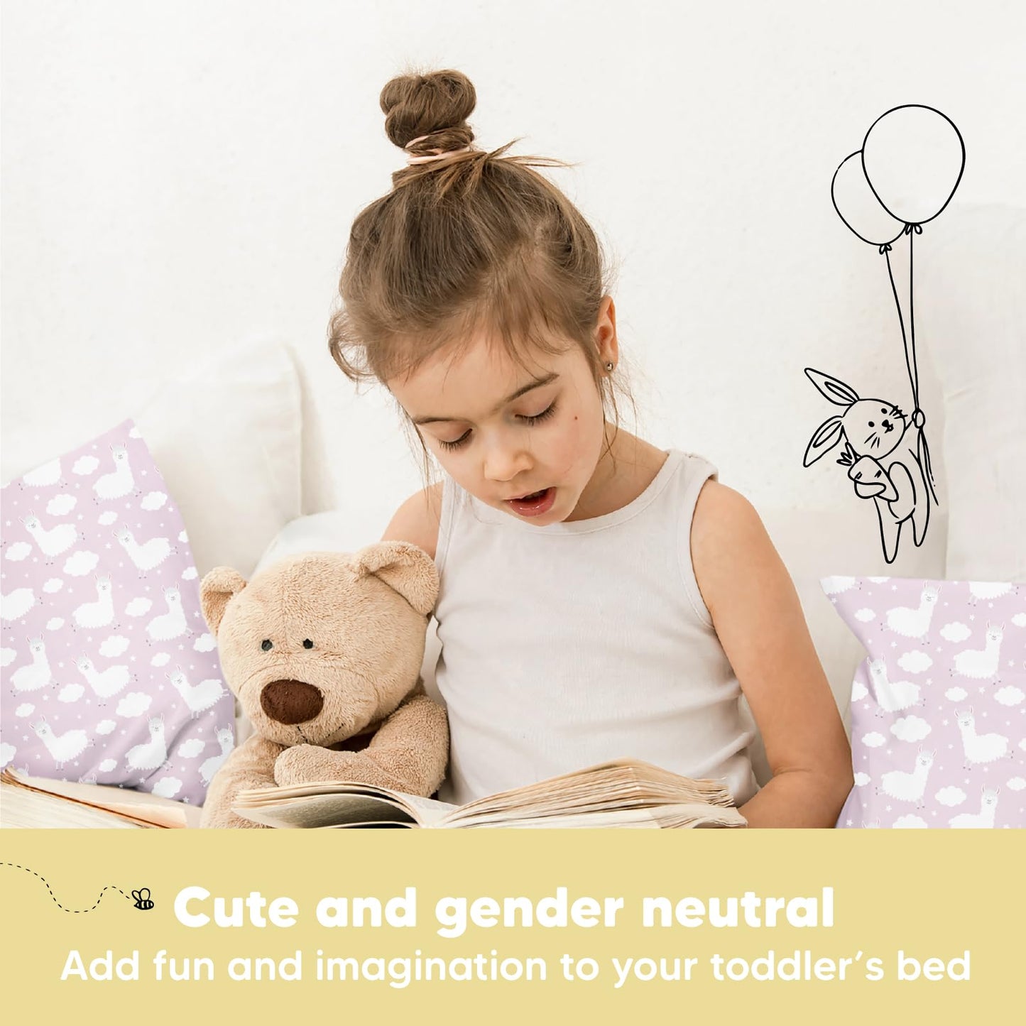 Toddler Pillow with Pillowcase - 13x18 My Little Dreamy Kids Travel Bed Pillows for Sleeping, Organic Cotton Small Pillowcase, Soft & Breathable, Machine Washable, Toddlers 2-5 years old (Alpacas)