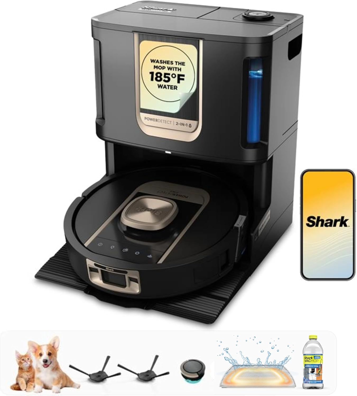 Shark Robot Vacuum & Mop Combo - Self-Emptying & Self-Refilling with Heated Mop | 60-Day Capacity, Black RV2920XE
