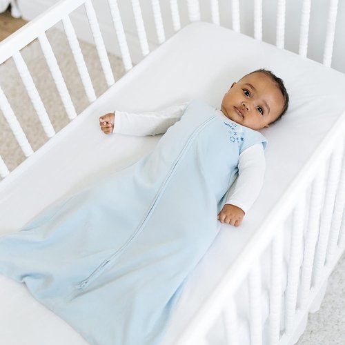 HALO SleepSack Wearable Blanket - 100% Cotton Swaddle Transition Bag, Baby Blue, Medium (6-12 Months)