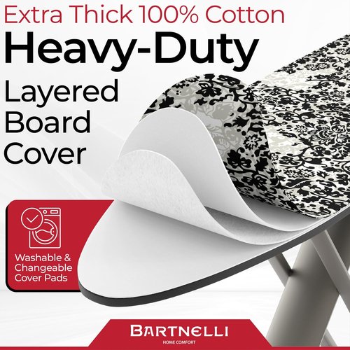 Bartnelli Pro Luxury Ironing Board - Extra Wide 51x19" Surface, Adjustable Height, Foldable Design, Premium Aluminum