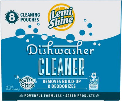 Lemi Shine Natural Dishwasher Cleaner - Eco-Friendly Hard Water Powder - Lemon Scented | 14.08 oz (8 Pack)