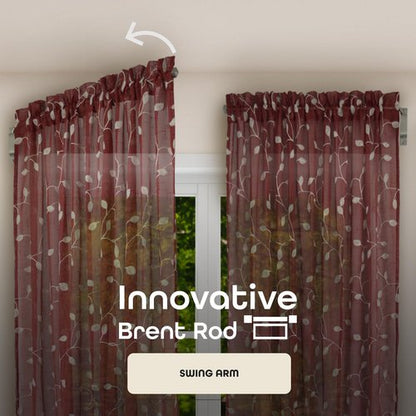 Innovative Brent Swing Arm Window Curtain Rod, Nickel - 1/2" Rod Diameter Fits Windows Size 20" - 36" - Stainless Steel Heavy Duty Drapery Rods for Bedroom, Living Room, Kitchen & Bathroom