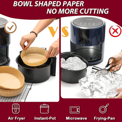 Ninja Air Fryer Liners - Non-Stick Parchment Paper for 4-8QT Baskets | 225PCS Round Liners