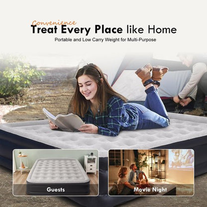 DIMAR GARDEN Air Mattress Queen with Built-in Pump, 18.5” Blow Up Mattress, Inflatable Air Bed for Home