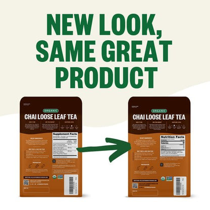 FGO Organic Chai Tea, 16 Ounce Loose Leaf Bulk Resealable Bag, Packaging May Vary (Pack of 1)