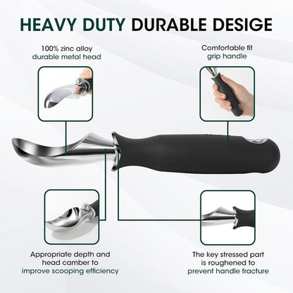 Beneno Ice Cream Scoop - Heavy Duty, Anti-Fracture Design, Comfortable Grip, Dishwasher Safe | Black