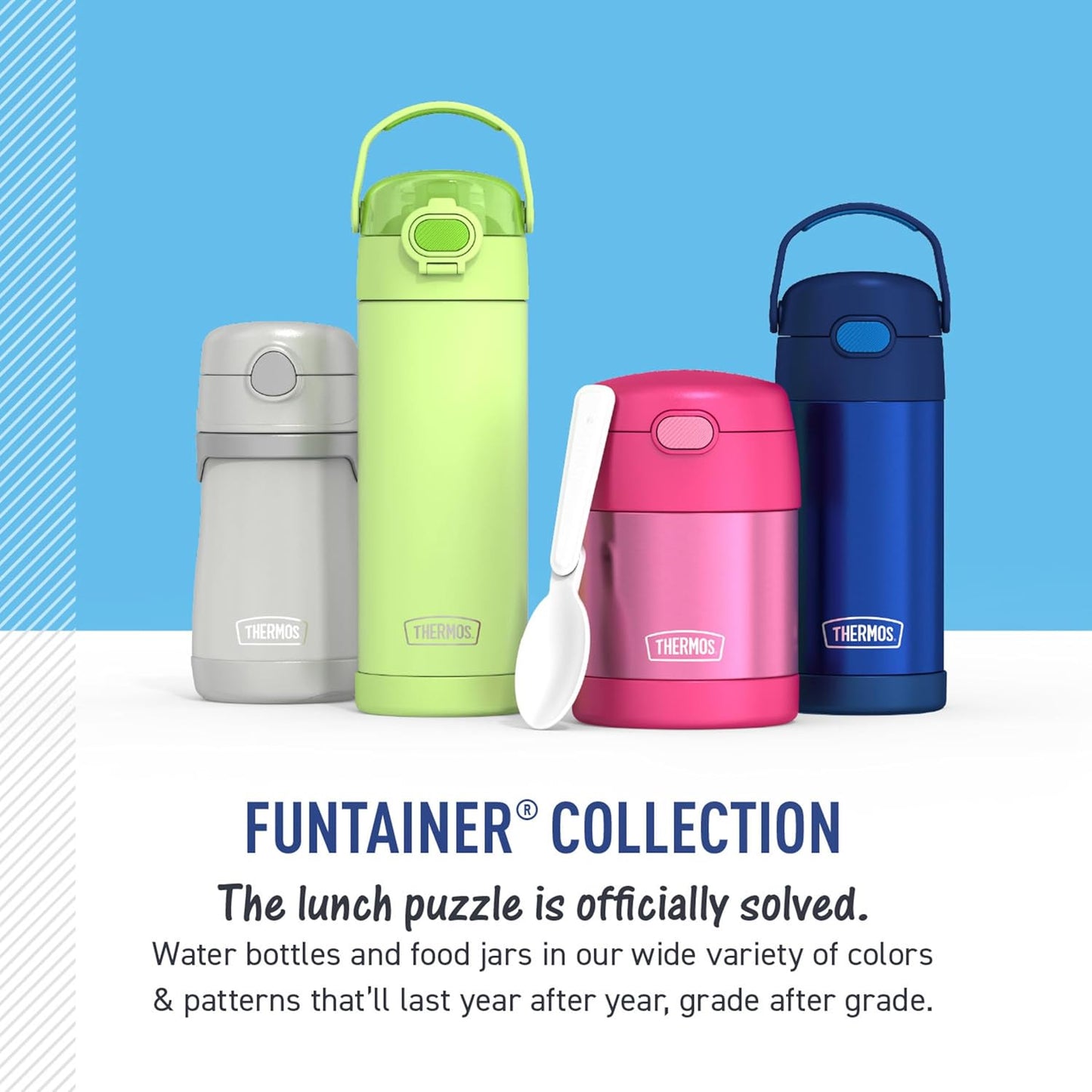 THERMOS FUNTAINER Water Bottle - 12 Ounce Kids Stainless Steel Vacuum Insulated | Paw Patrol Blue