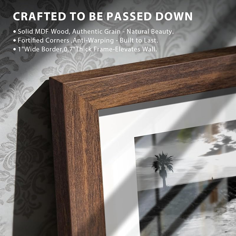 Brown 16x24 Picture Frame 5-Pack, Solid Wood Wall/Table Frames