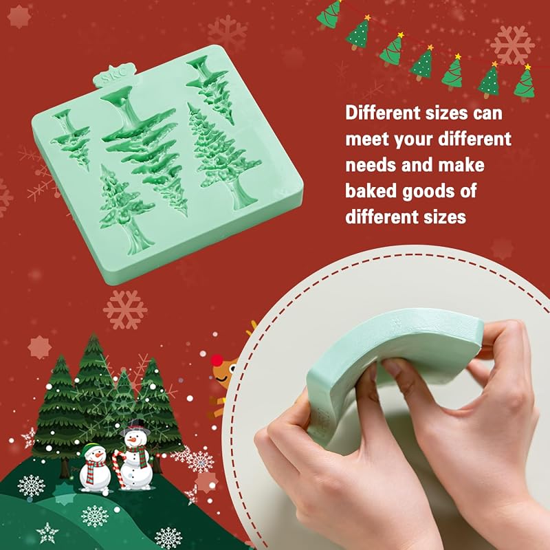 5 Cavity Christmas Tree Silicone Fondant Mold - Tree Cake Decoration